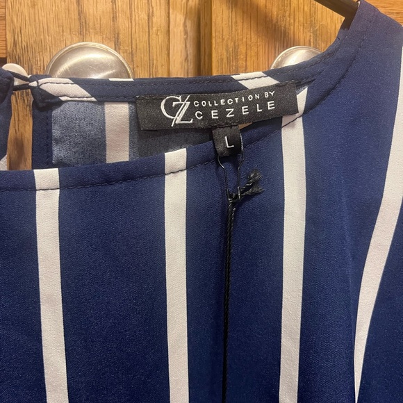 Striped Navy and White Striped Blouse - Picture 2 of 3